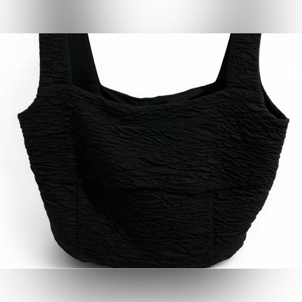 NWT GOOD AMERICAN SZ M Black Textured Square Neck Crop Top Goth Festival $129 - Picture 12 of 12